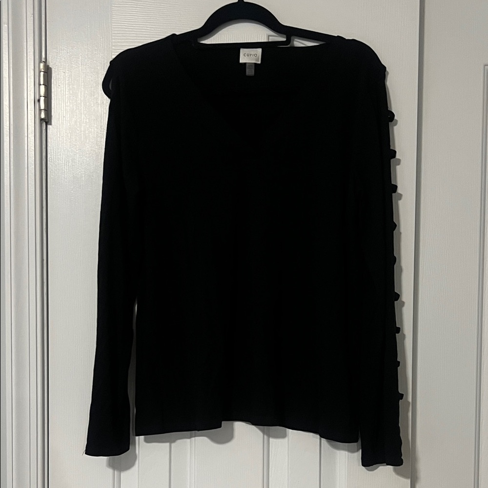 Cupio Black Long Sleeve Top with Cut Out Arm Detail